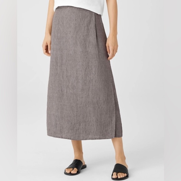 Eileen Fisher | Washed Organic Linen Delave Wrap Skirt - Picture 1 of 5